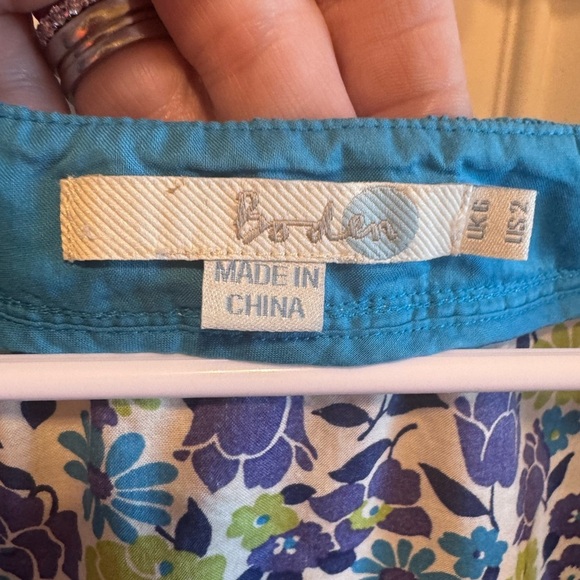 Bodens Blue Teal Green Floral Sleeveless Tank Top Side Zipper Neck Detail Sz 3 - Picture 4 of 10